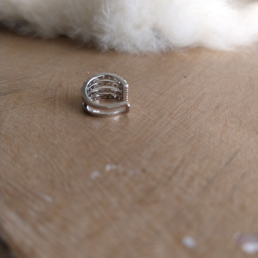 White Rhodium cuff earrings set - Picture 5 of 8